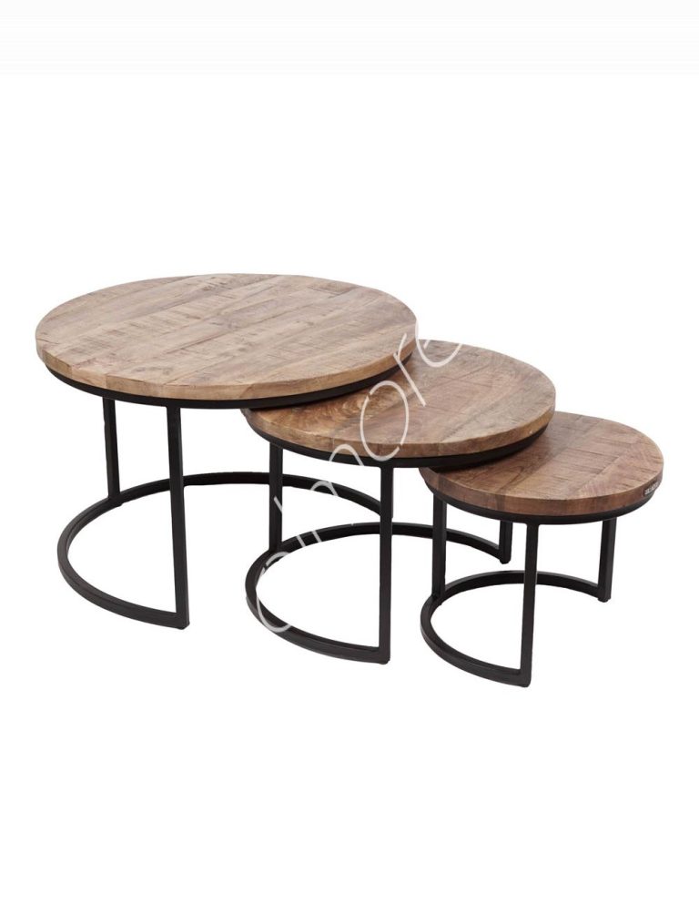 Coffee table SET/3 mango wood IR 74x74x48