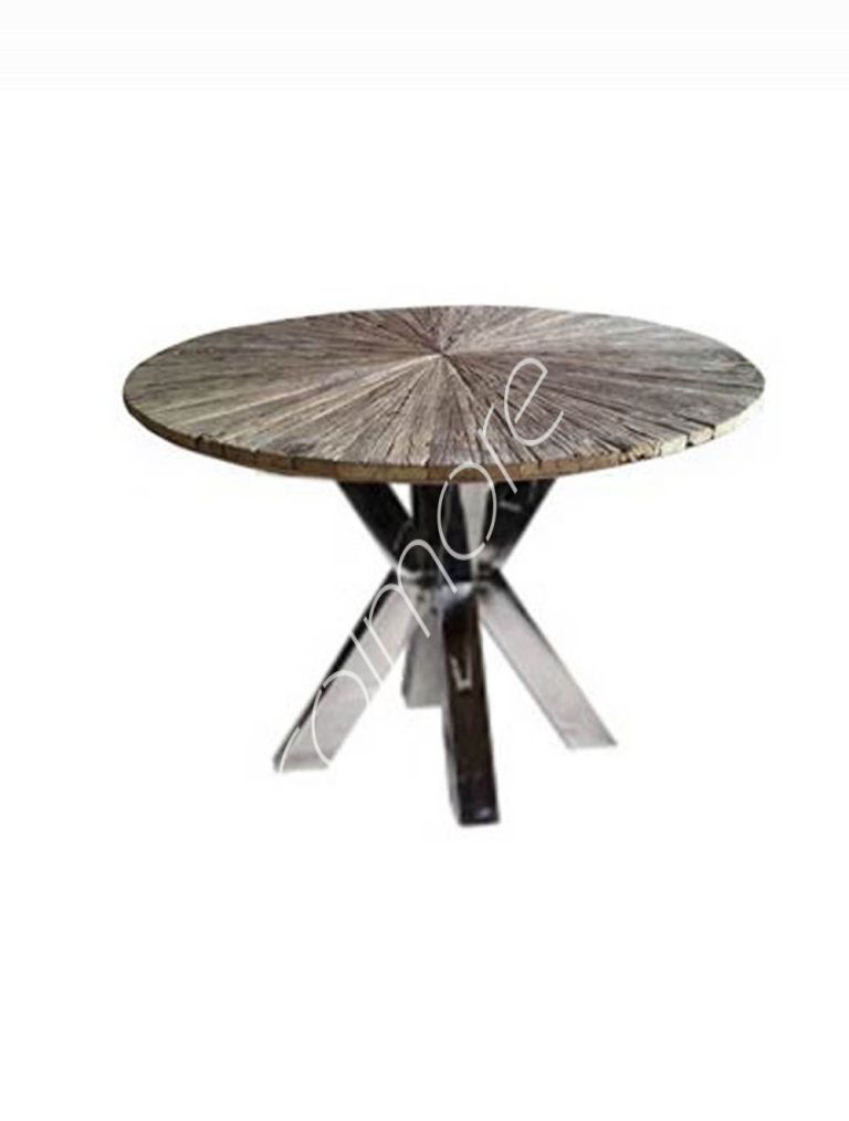 Dining table sleeper wood round w/glass 140x140x76