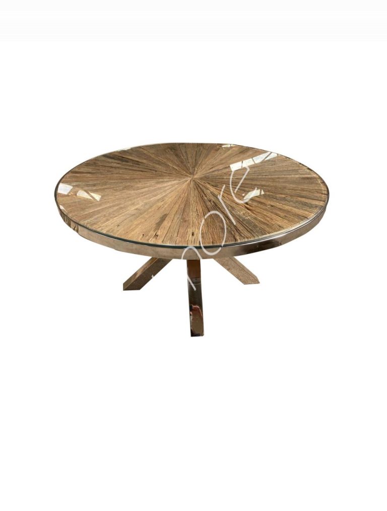 Dining table sleeper wood round w/glass 140x140x76