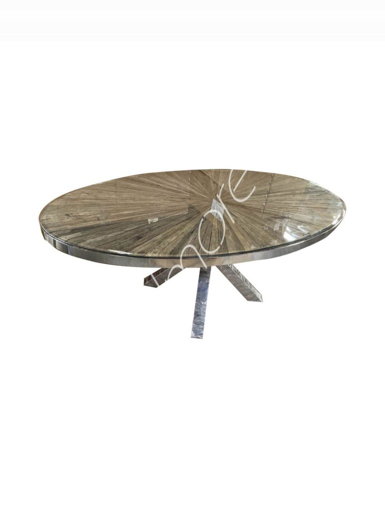 Dining table oval sleeper wood wglass 183x110x76