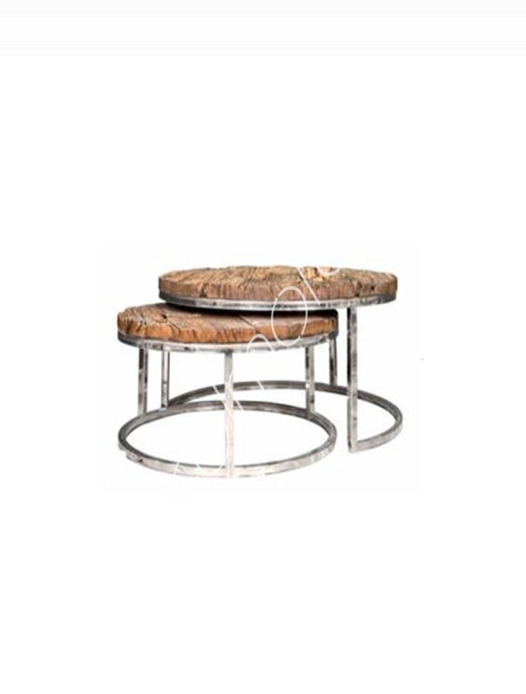 Coffee table SET/2 sleeper wood w/glass 92x92x46/71x71x37