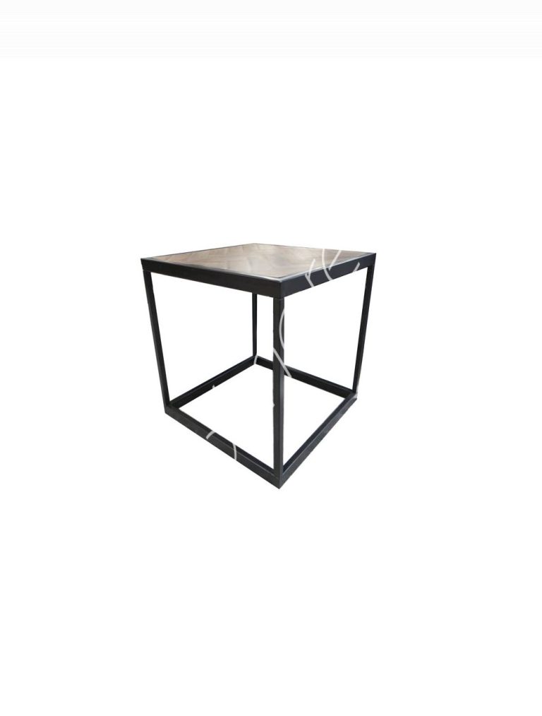 Side table herringbone mango wood IR frame 55x55x60