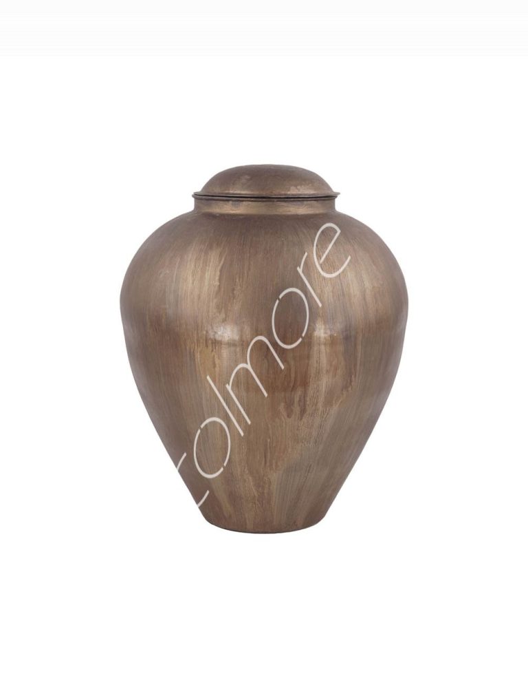 Vase w/lid brown bark wash IR 40x40x52