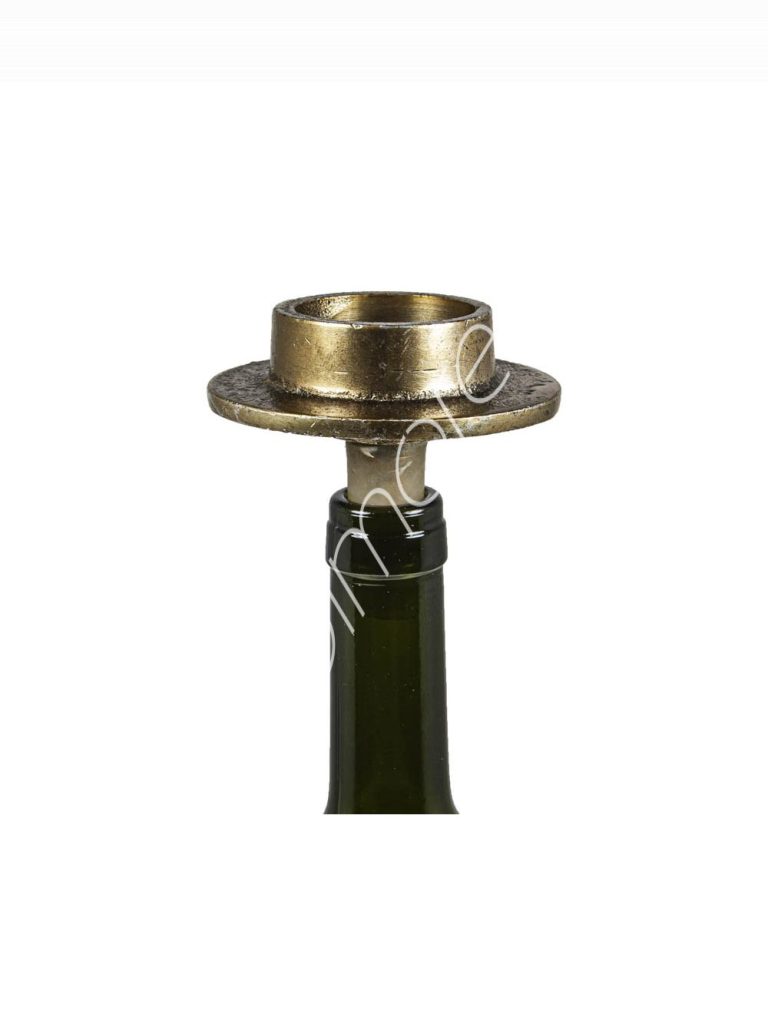 Bottle stopper candle t-light ALU RAW/ANT. GOLD 9x9x9