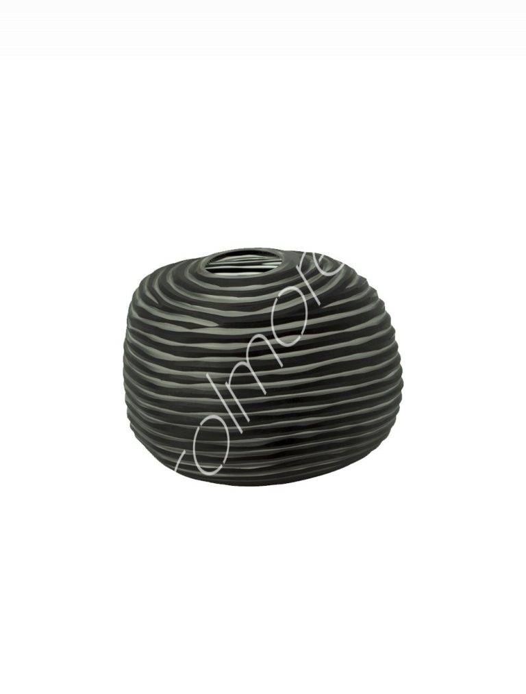 Vase organic black wlines glass 27x21x20