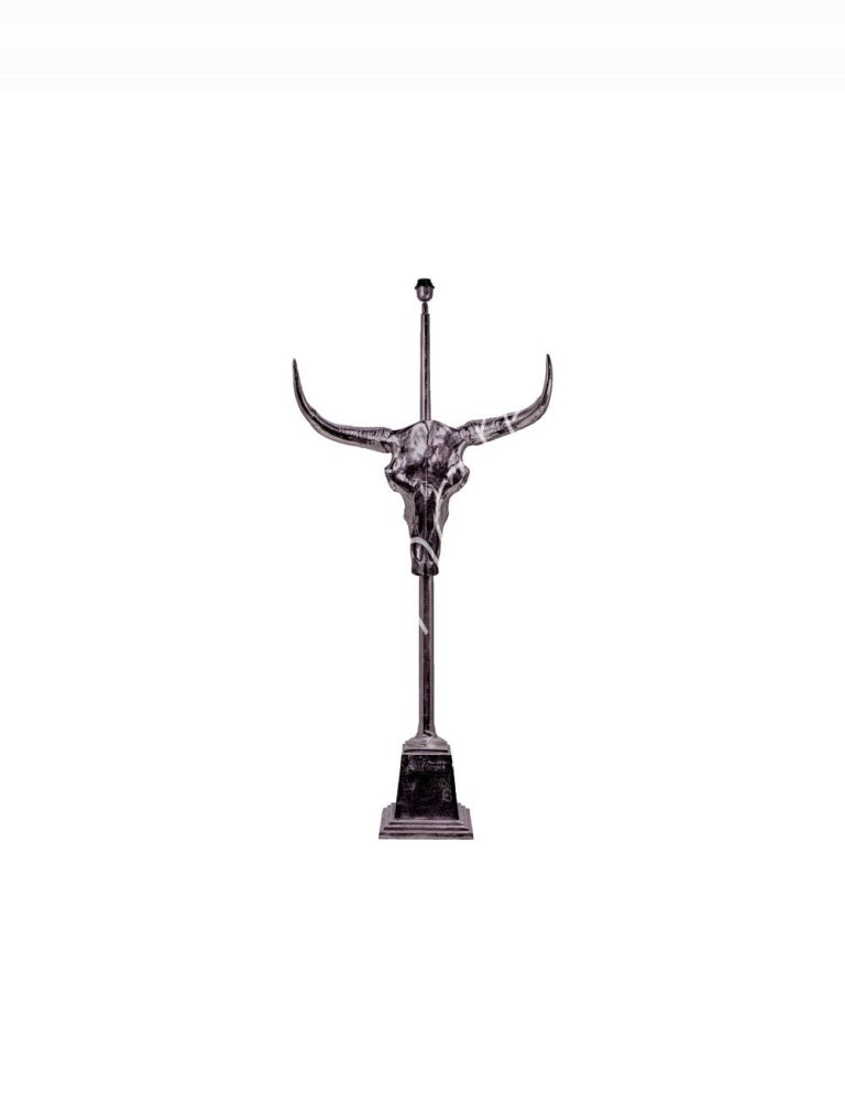 Floor lamp w/buffalo skull ALU RAW/PEWTER 69x28x134