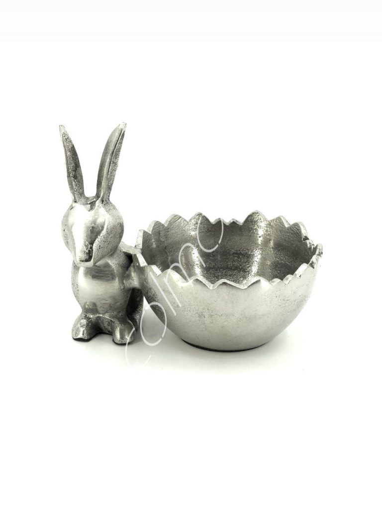 Bowl w/rabbit ALU RAW/NI 17x12x14
