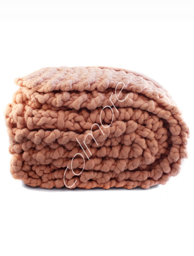 Throw pink 100% WO hand knitted 240x170