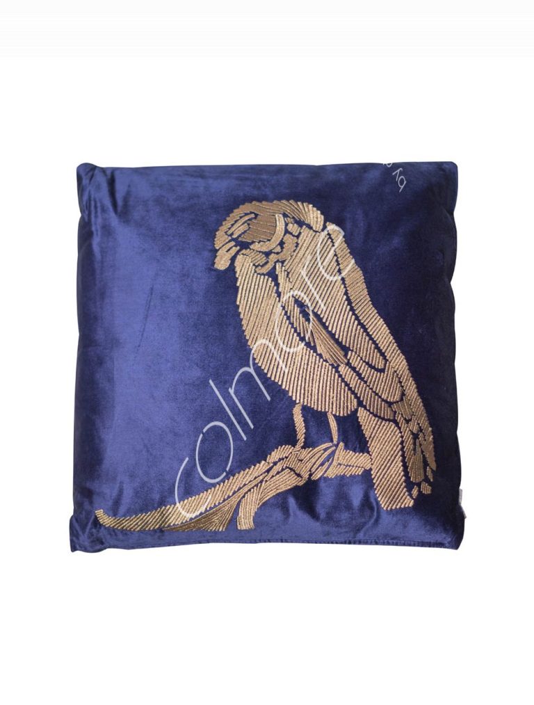 Cushion bird bluegold COVI 50x50