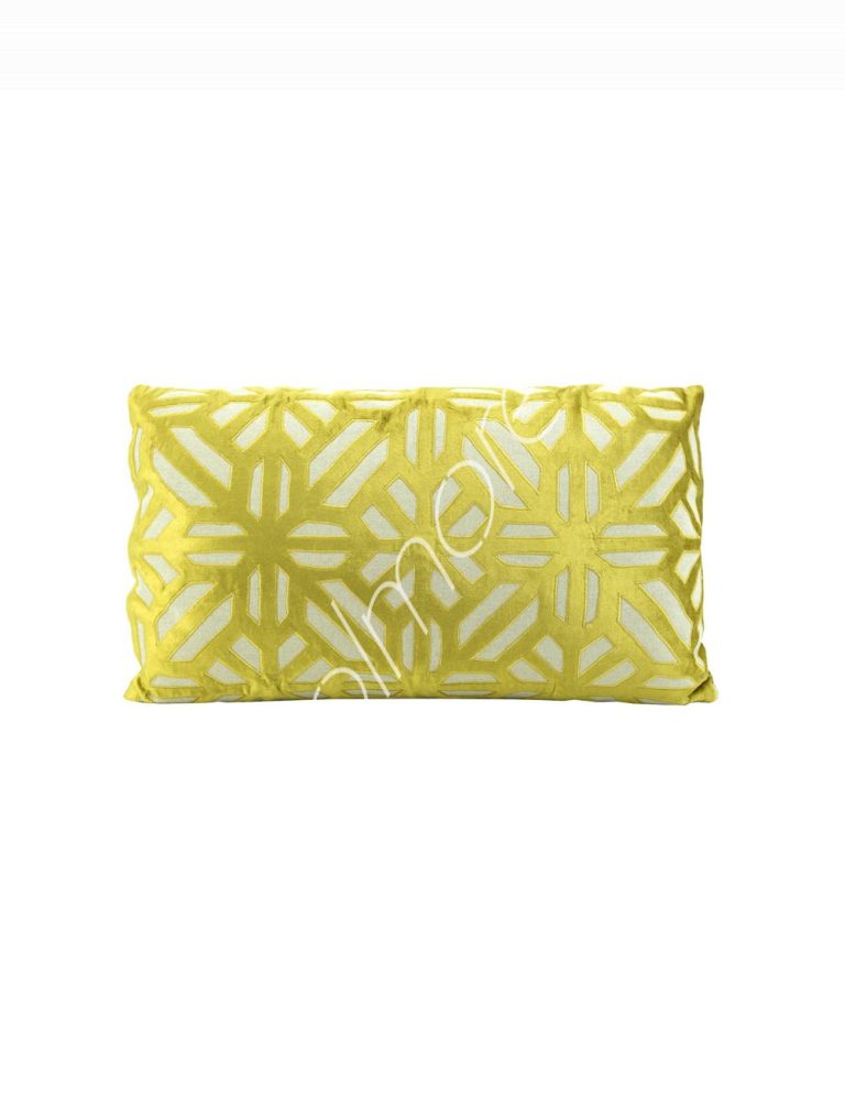 Cushion wvelvet applique naturalmustard CO 60x35