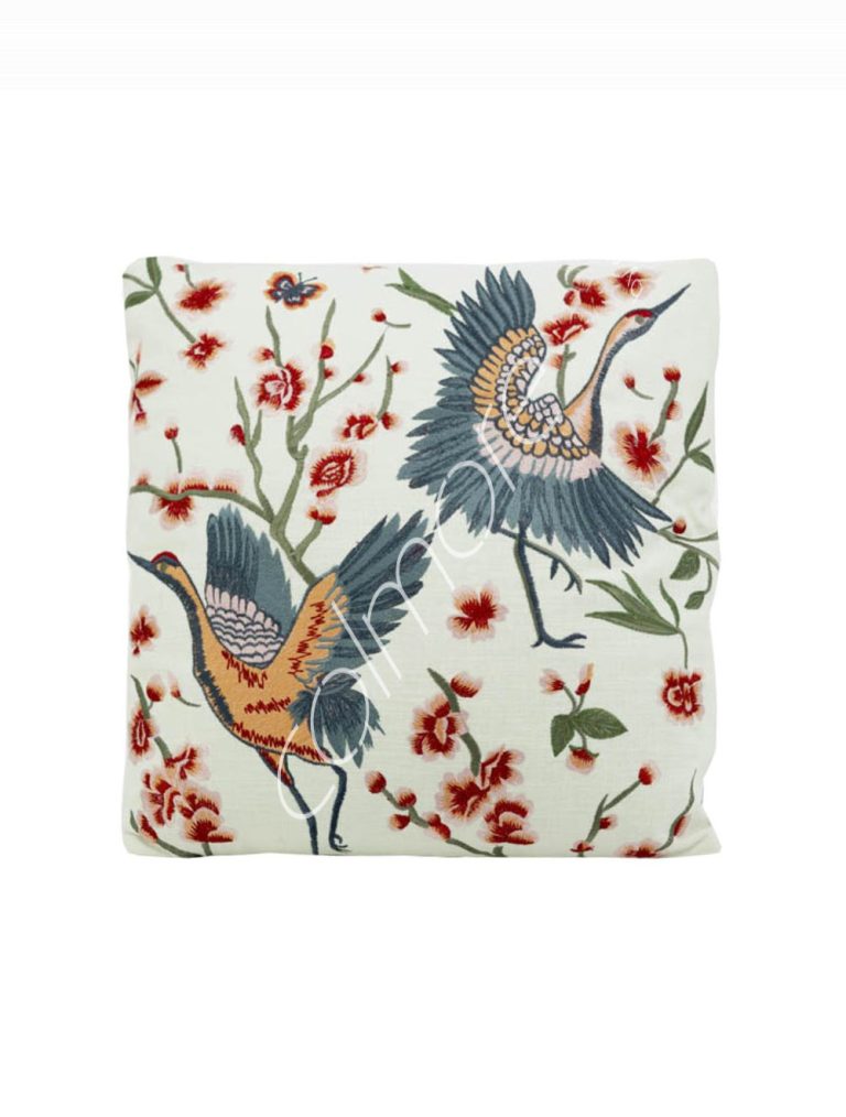 Cushion birds &flowers ivory CO 50x50