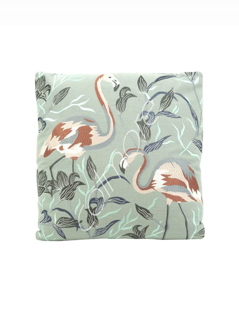 Cushion flamingo & flowers grey CO 50x50