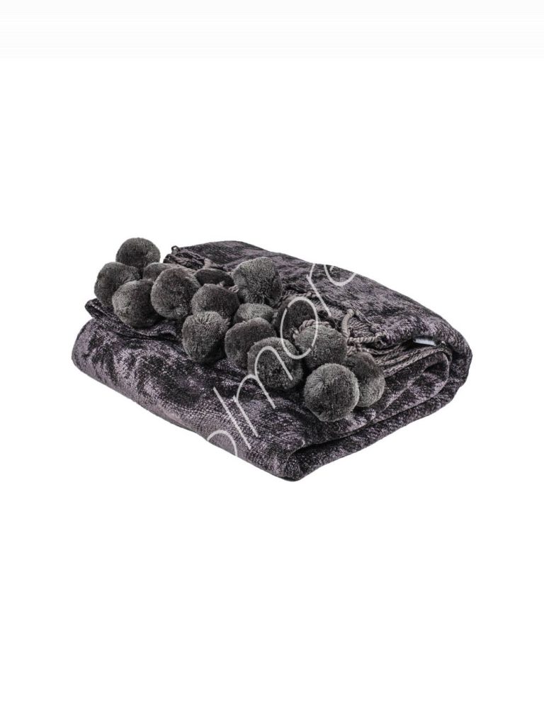 Throw light grey wpompom VICO 170x130