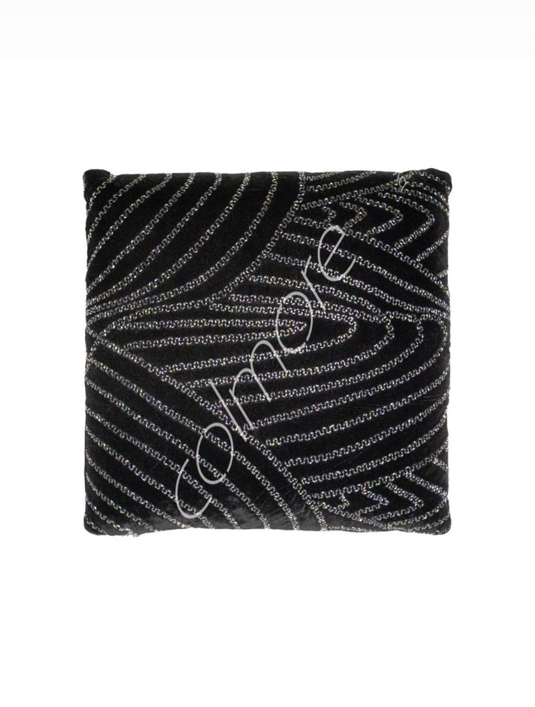 Cushion black wblack beads PE 45x45