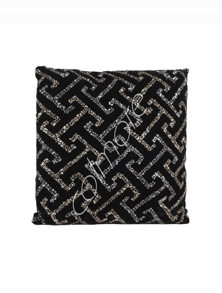 Cushion black wgold beads PE 45x45