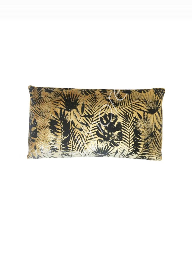 Cushion palm leaves goldblack VI velvet 65x35