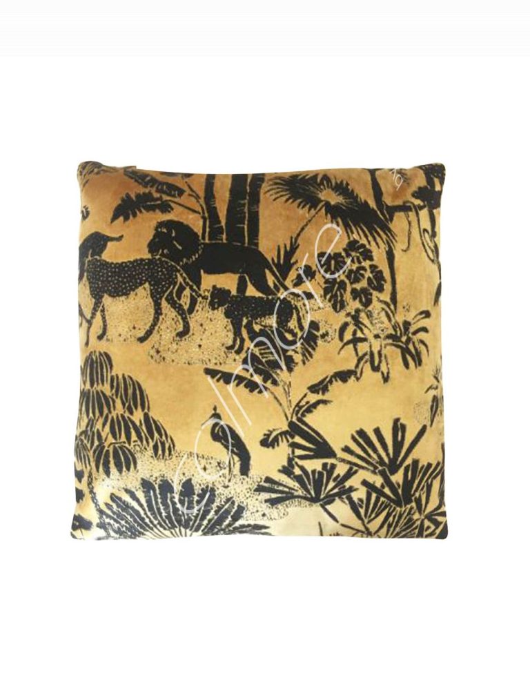 Cushion wild life goldblack VI velvet 50x50