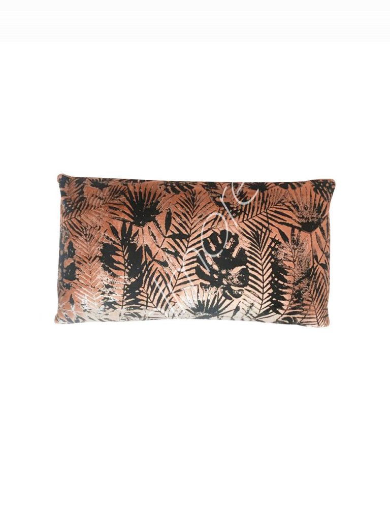 Cushion palm leaves light rustblack VI velvet 65x35