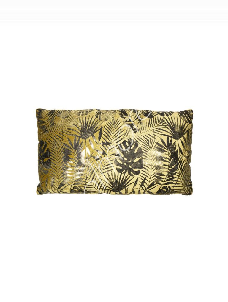Cushion palm leaves rust/black VI velvet 65x35