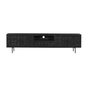 Meuble TV Brandy Noir | 220 cm