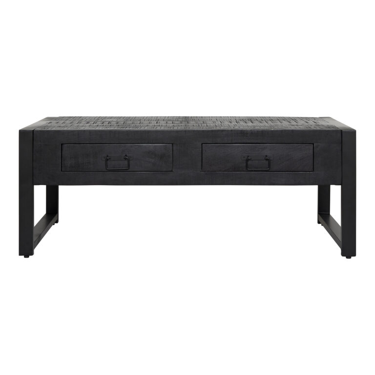 Salontafel Boaz met twee lades Zwart Mangohout 120 cm