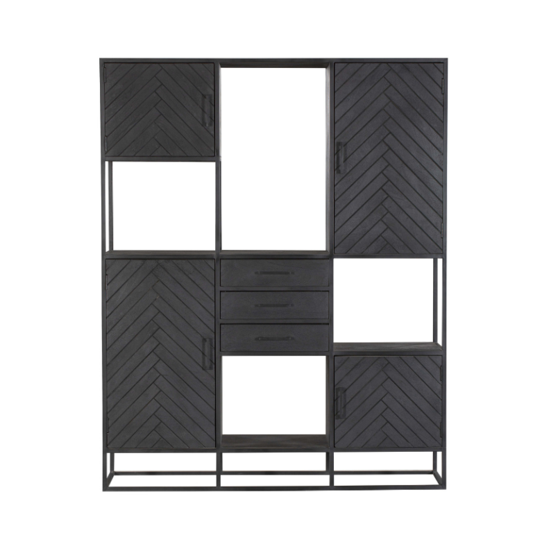 Vakkenkast New York XXL Zwart Mangohout 200 cm