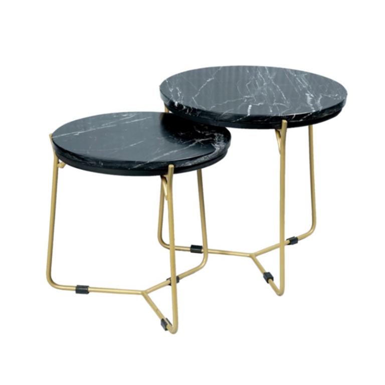 Salontafel Caly Black marble | 45 cm | Set van 2