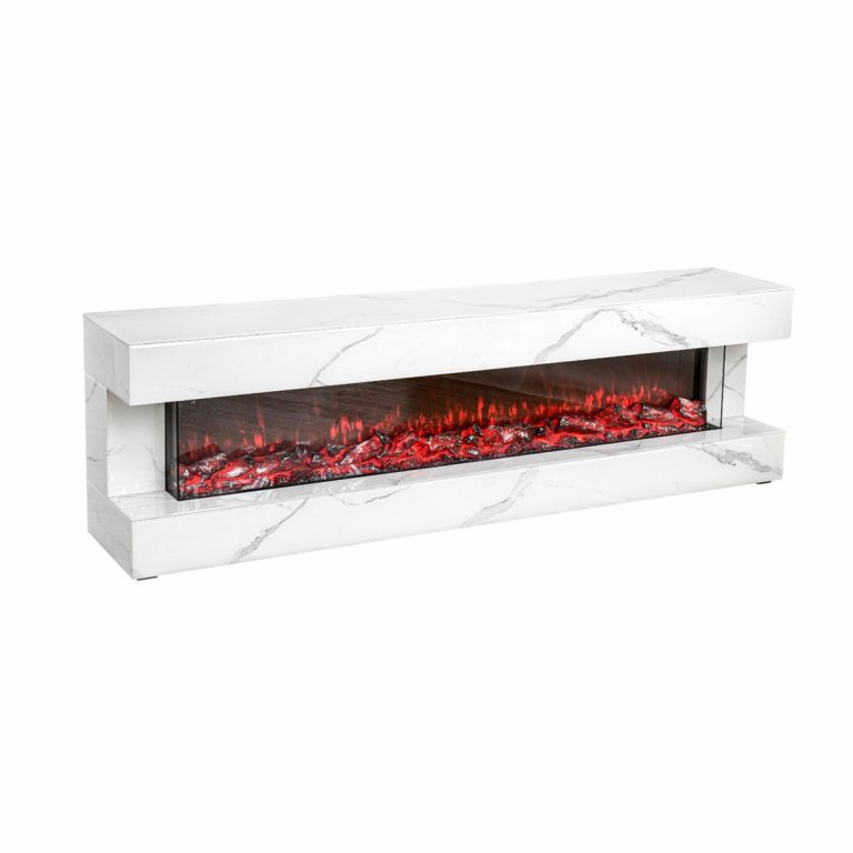 SANTO TT 200x40x60 FIREPLACE + WHITE MARBLE GLASS