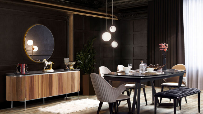 Tesla walnut silver Eettafel