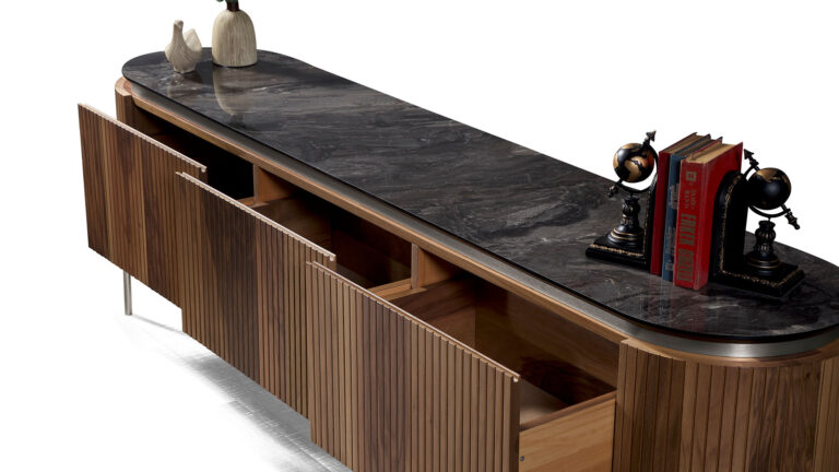 Tesla walnut silver Eettafel