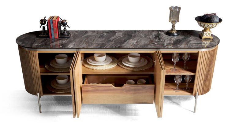 Tesla walnut silver Eettafel