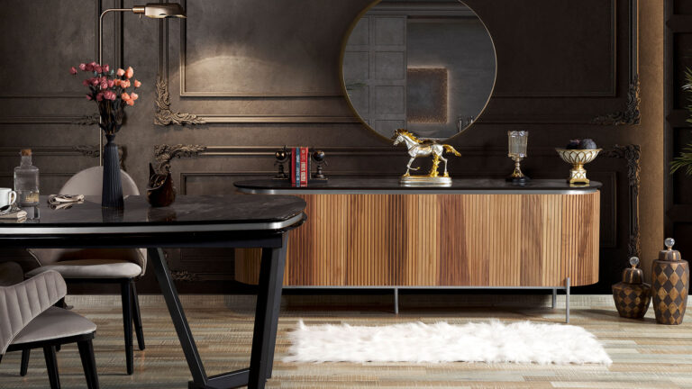 Tesla walnut silver Eettafel
