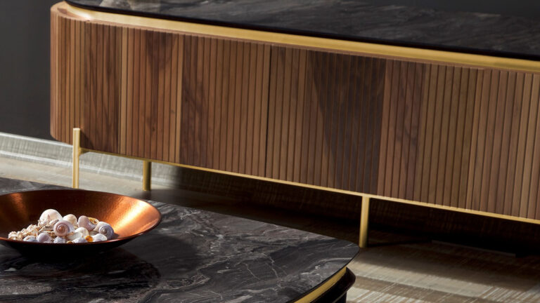 Tesla Walnut Gold Tv Meubel