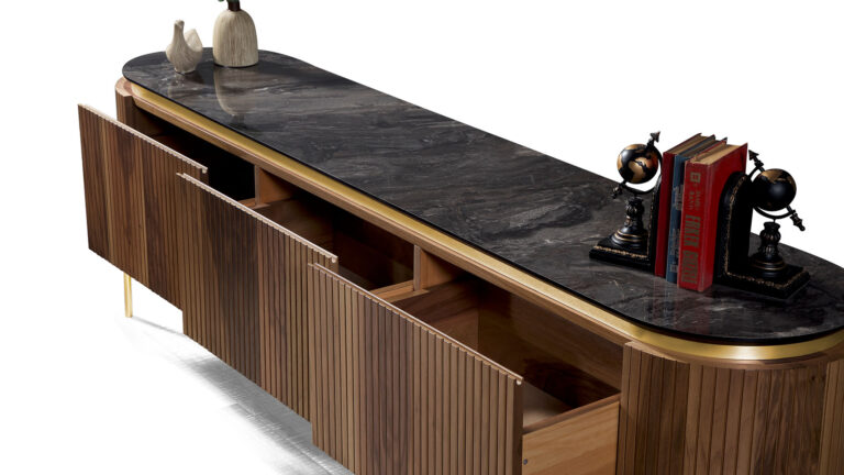 Tesla Walnut Gold Tv Meubel