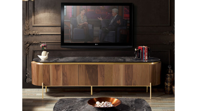 Tesla Walnut Gold Tv Meubel