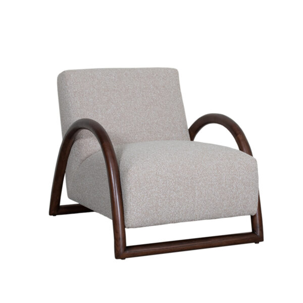 LABEL51 Fauteuil Viggo - Naturel - Boucle - Walnoot onderstel