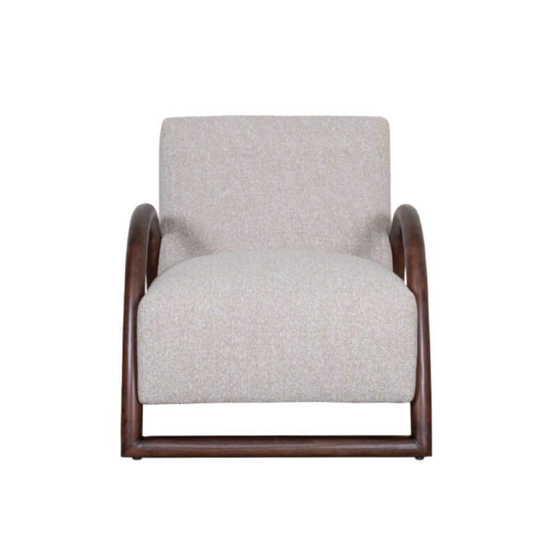 LABEL51 Fauteuil Viggo - Naturel - Boucle - Walnoot onderstel