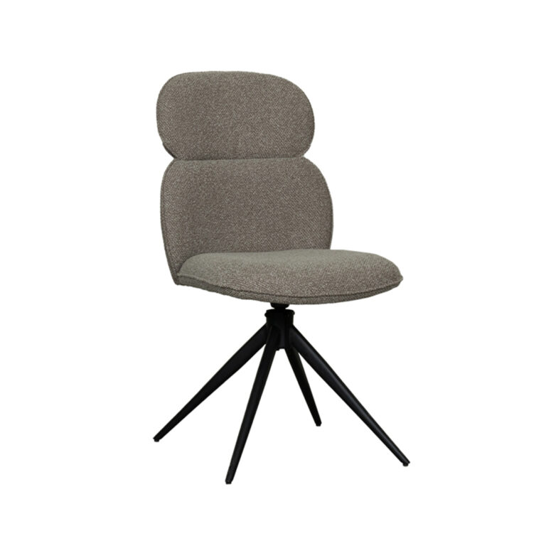 LABEL51 Esszimmerstuhl Finn - Truffel grau - Boucle - Schwarzes Gestell