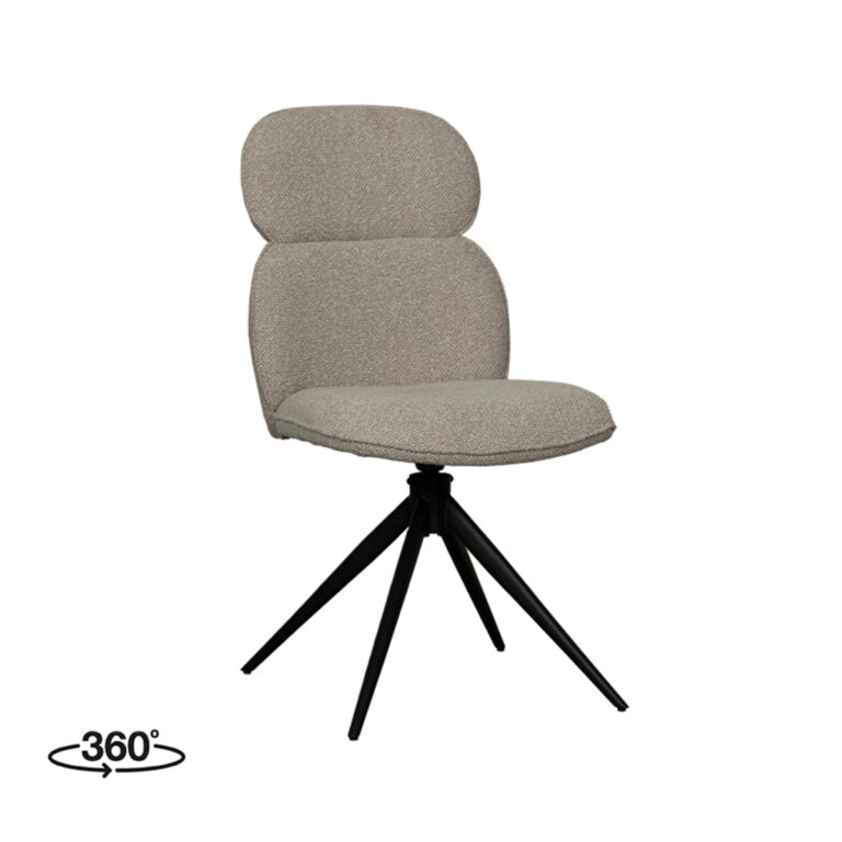 LABEL51 Eetkamerstoel Finn - Naturel - Boucle - Black Frame