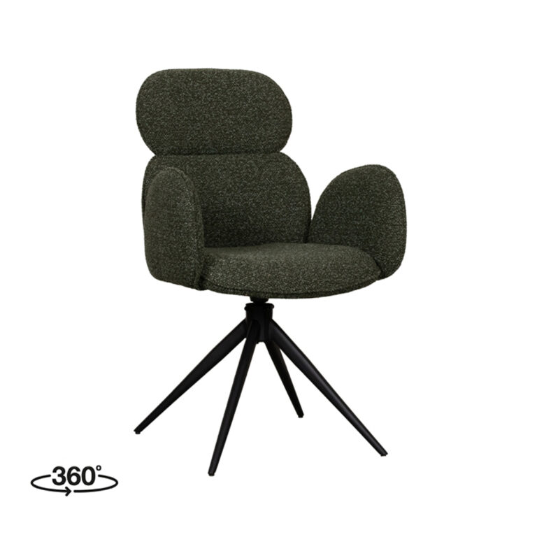 LABEL51 Eetkamerstoel Vidar - Forest - Boucle - Black Frame