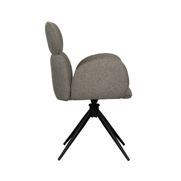 LABEL51 Eetkamerstoel Vidar - Truffel grijs - Boucle - Black Frame