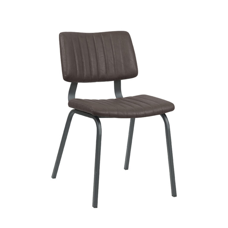 LABEL51 Eetkamerstoel Gusto - Donkerbruin - PU-Leder - Black Frame