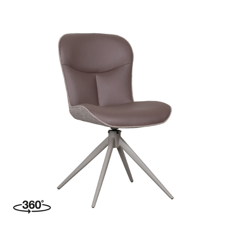 LABEL51 Eetkamerstoel Thorben - Bruin - Microfiber - Taupe Frame