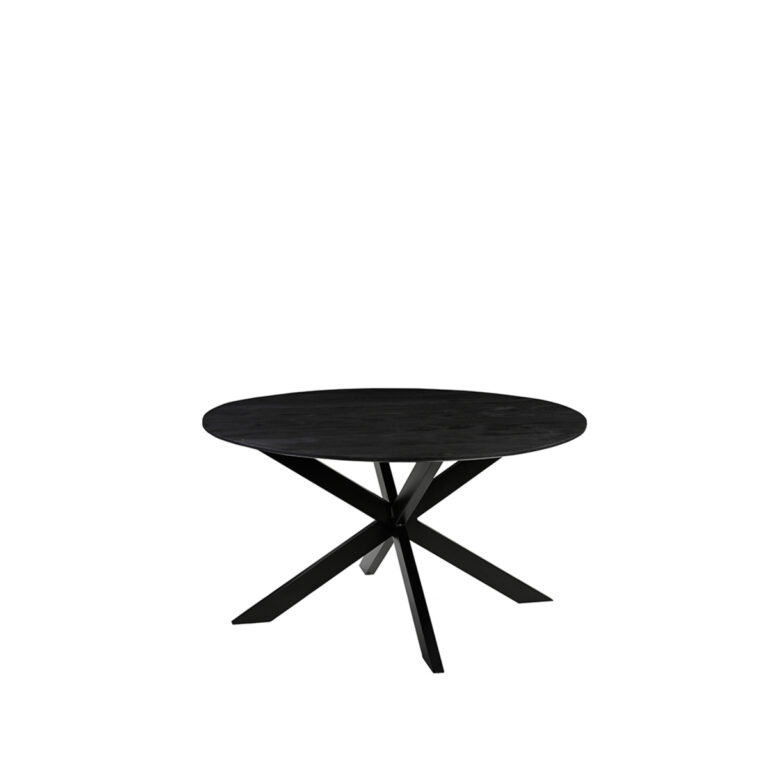 LABEL51 Table à manger Otis - Noir - Bois de manguier - 130 cm - Rond
