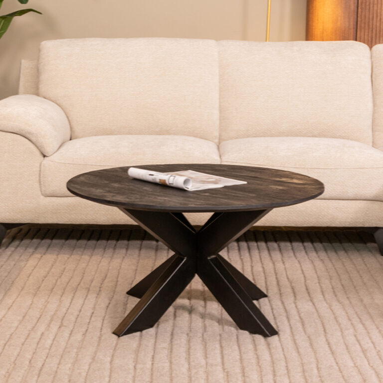 LABEL51 Salontafel Otis - Zwart - Mangohout - 80 cm - Rond