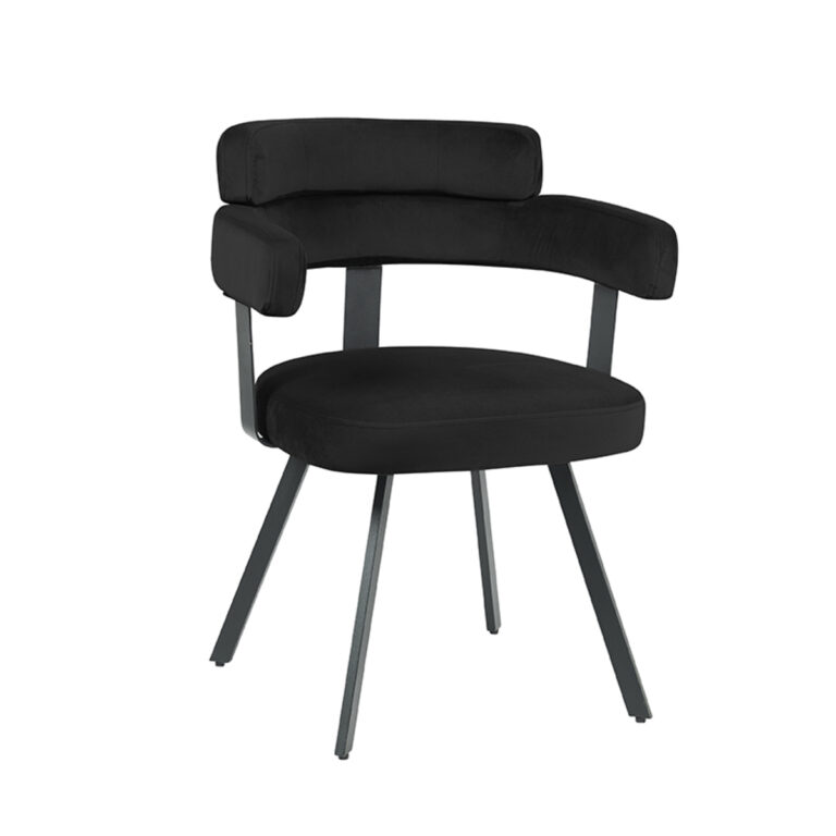 LABEL51 Eetkamerstoel Bardio - Zwart - Fluweel - Black Frame
