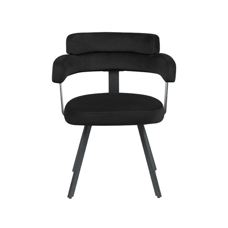 LABEL51 Eetkamerstoel Bardio - Zwart - Fluweel - Black Frame