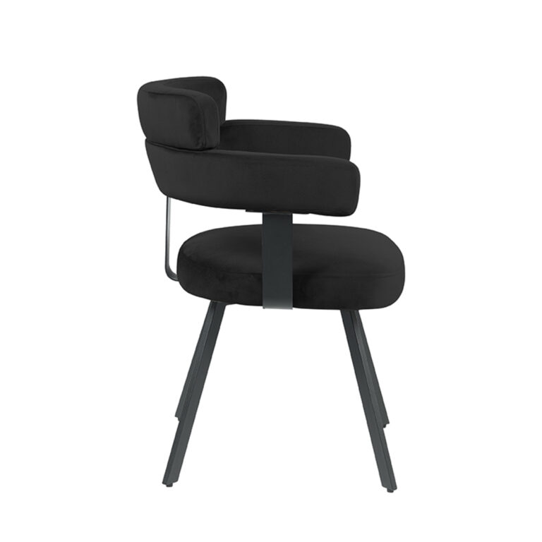 LABEL51 Eetkamerstoel Bardio - Zwart - Fluweel - Black Frame