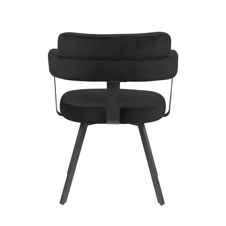 LABEL51 Eetkamerstoel Bardio - Zwart - Fluweel - Black Frame
