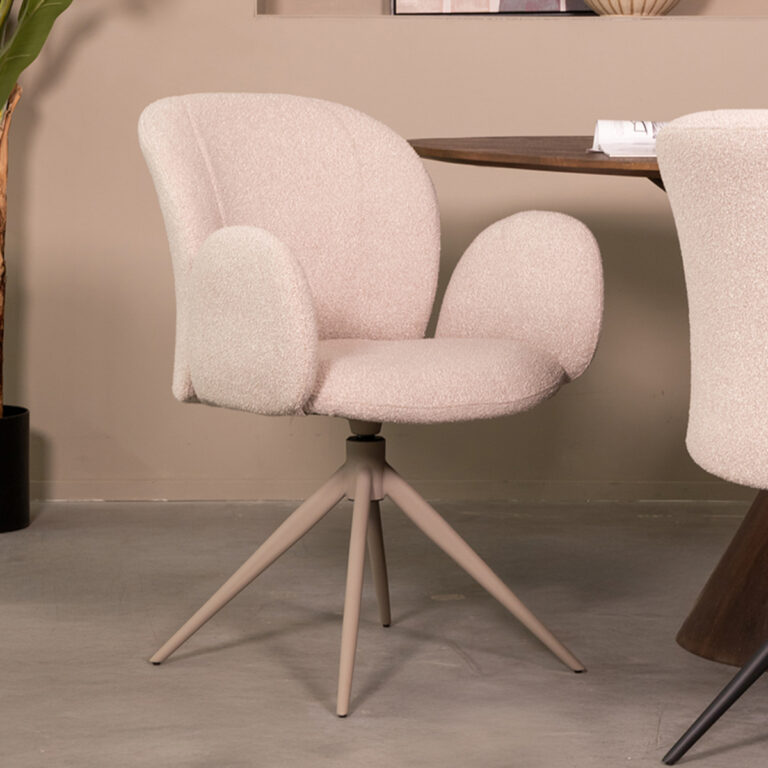 LABEL51 Eetkamerstoel Kimball - Naturel - Boucle - Taupe Frame